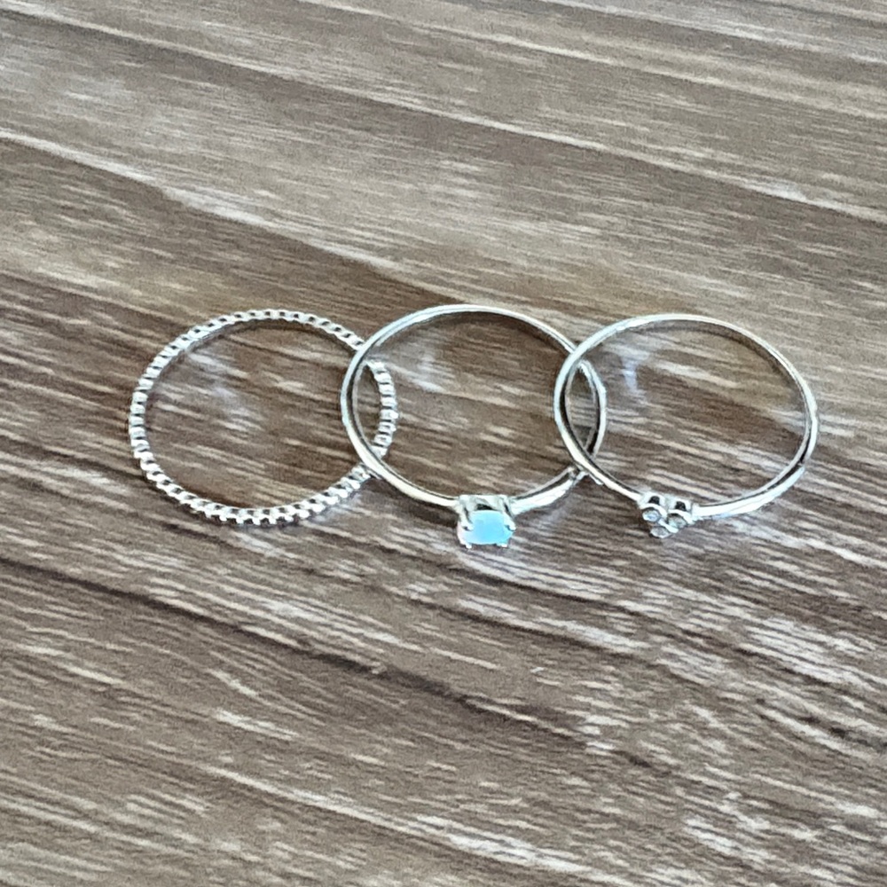 Elegant Silver and Turquoise Ring Set